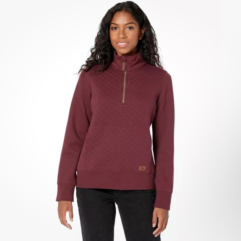 L.L.Bean Woman's Petite Small Quilted Sweatshirt 1/4‎ Zip Pullover Long Sleeve